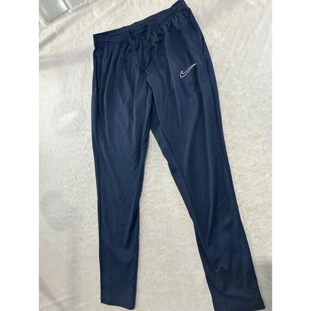 Nike Dri-FIT Mens Navy Blue Track Pants Mesh Panel Joggers Size M